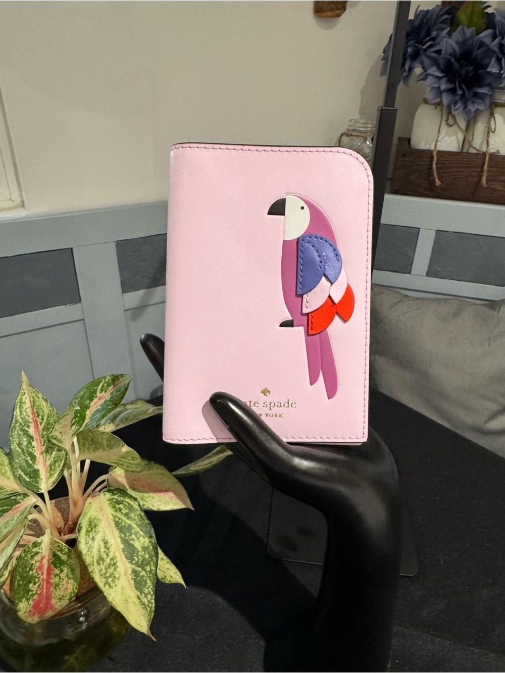 Kate Spade New York Rare Parrot Appliqué Leather Wallet